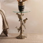 Load image into Gallery viewer, Elegant Design Accent Table with Glass Top – Antique Gold