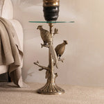 Load image into Gallery viewer, Elegant Design Accent Table with Glass Top – Antique Gold
