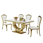 Load image into Gallery viewer, Elegant Dining Table with Marble Top and Gold-Plated SS Frame