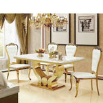 Load image into Gallery viewer, Elegant Dining Table with Marble Top and Gold-Plated SS Frame