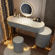 Elegant Dressing Table Set with Mirror, Cushioned Stool, and Multi-Drawer Storage-GCC Home Center