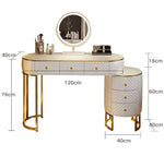 Load image into Gallery viewer, Elegant Dressing Table Set with Mirror, Cushioned Stool, and Multi-Drawer Storage-GCC Home Center