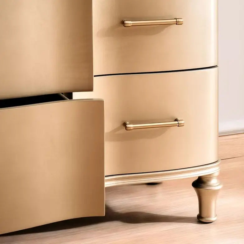 Elegant Engineered Wood Dresser with Mirror – Champagne
