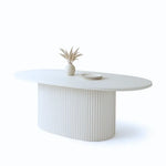 Load image into Gallery viewer, Elegant Fluted Marble Top Rectangular Dining Table