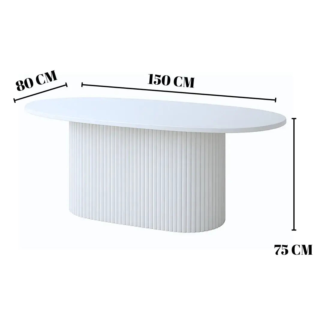 Elegant Fluted Marble Top Rectangular Dining Table