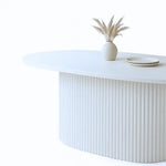 Load image into Gallery viewer, Elegant Fluted Marble Top Rectangular Dining Table