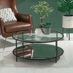 Load image into Gallery viewer, Elegant Glass and Metal Round Coffee Table