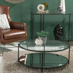 Load image into Gallery viewer, Elegant Glass and Metal Round Coffee Table