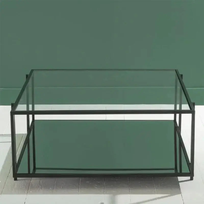 Elegant Glass and Metal Square Coffee Table