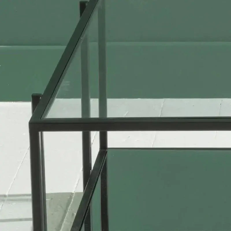 Elegant Glass and Metal Square Coffee Table