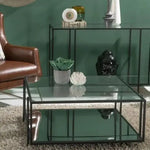 Load image into Gallery viewer, Elegant Glass and Metal Square Coffee Table