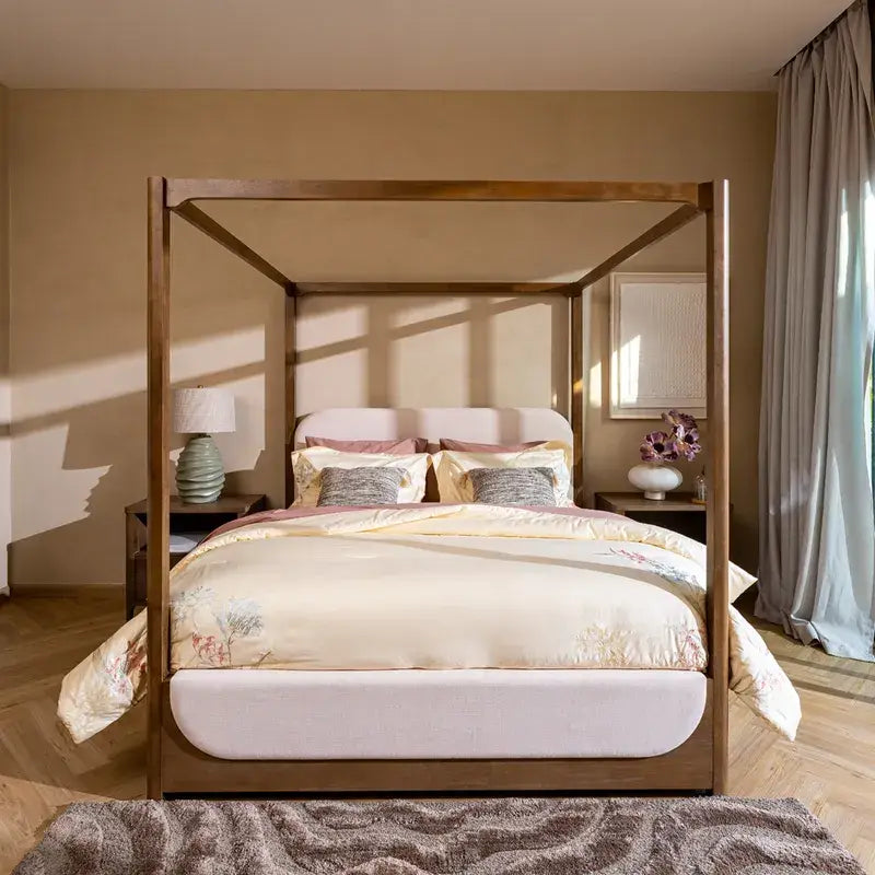 Elegant King Bed 180x200cm – Natural