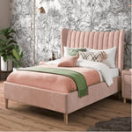 Load image into Gallery viewer, Elegant King-Size Upholstered Teakwood Bed with Customizable Options &amp; Suede Velvet Finish-GCC Home Center