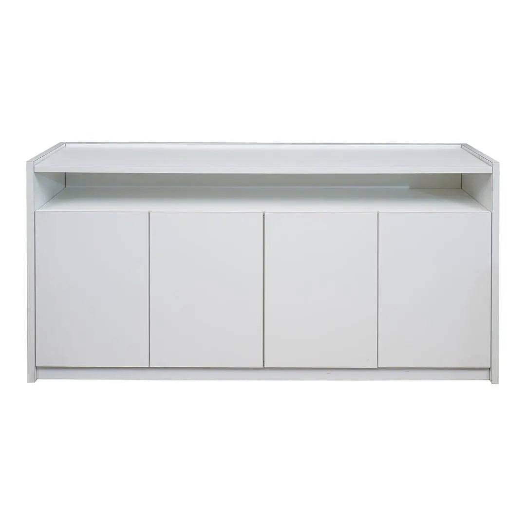 Elegant Low Office Cabinet With Two-door cabinet And two internal shelves - Matt White-GCC Home Center