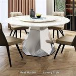 Load image into Gallery viewer, Elegant Luxury Style Marble Top Round Dining Table (White)
