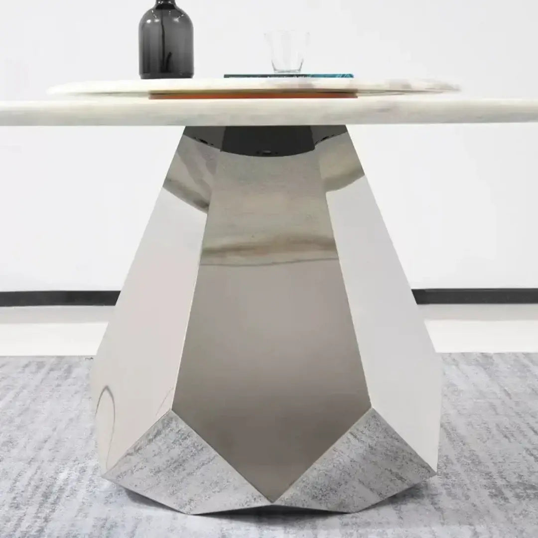 Elegant Luxury Style Marble Top Round Dining Table (White)