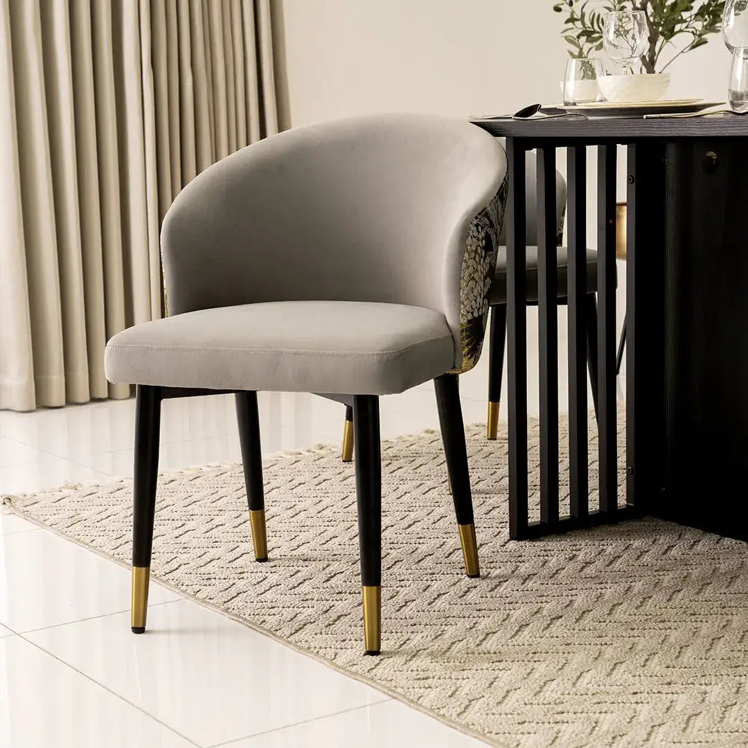 Elegant Modern Style 6-Seater Dining Set – Black & Grey