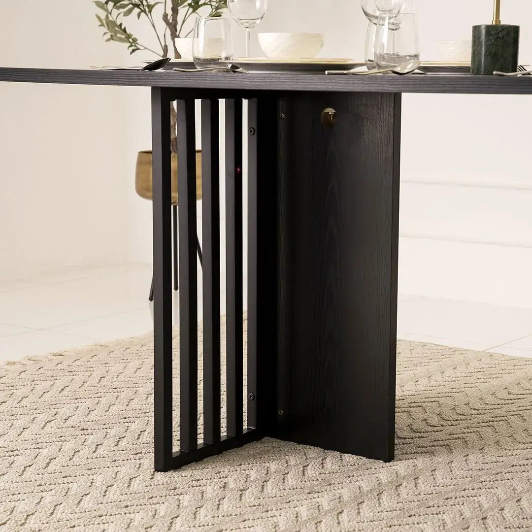 Elegant Modern Style 6-Seater Dining Set – Black & Grey