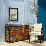 Load image into Gallery viewer, Elegant Natural teak root wood Coffee Table With Sleek Black Metal Frame