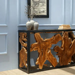 Load image into Gallery viewer, Elegant Natural teak root wood Coffee Table With Sleek Black Metal Frame