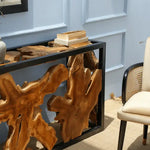 Load image into Gallery viewer, Elegant Natural teak root wood Coffee Table With Sleek Black Metal Frame