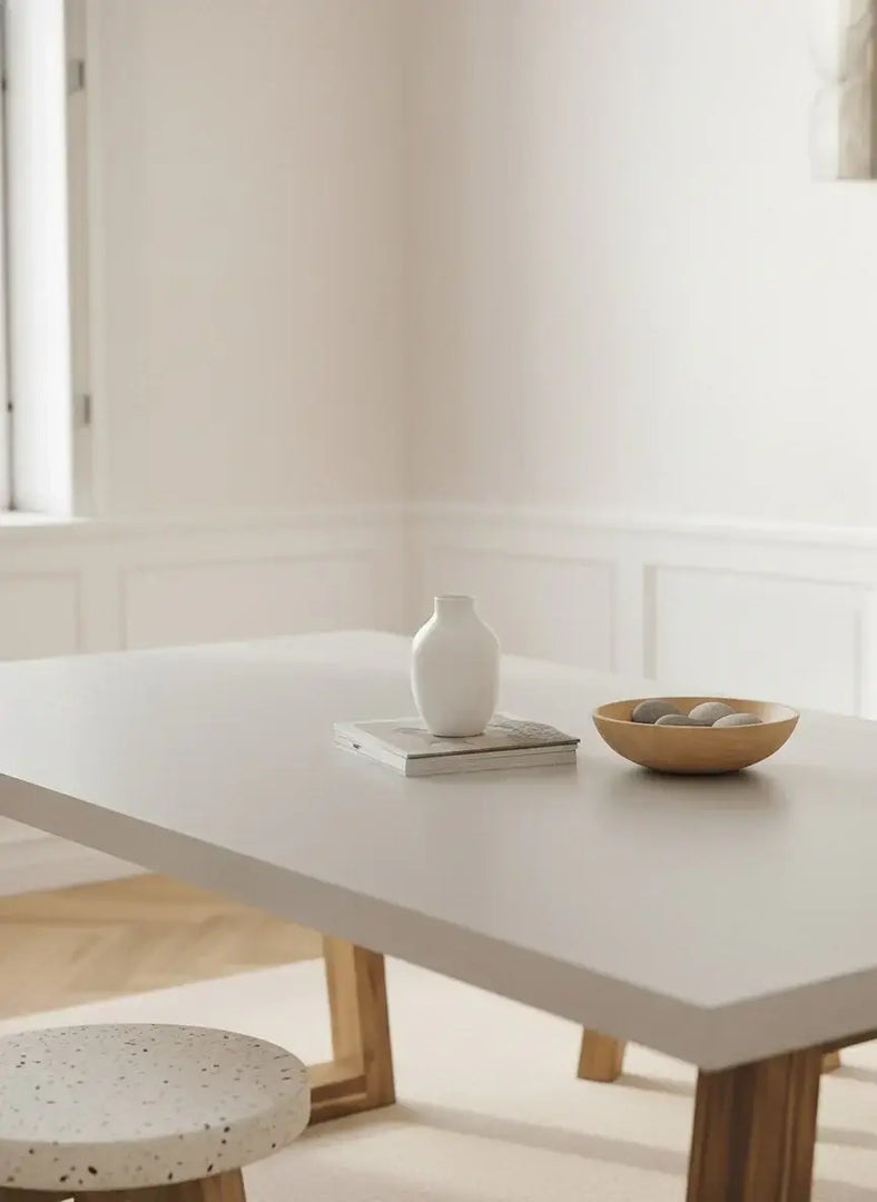 Elegant Off White Concrete Dining Table | 180x90 cm