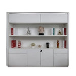 Load image into Gallery viewer, Elegant Office Cabinet With 2-Shelves, 4-Door Cupboard And 2-Upper Cupboards - Matt White-GCC Home Center