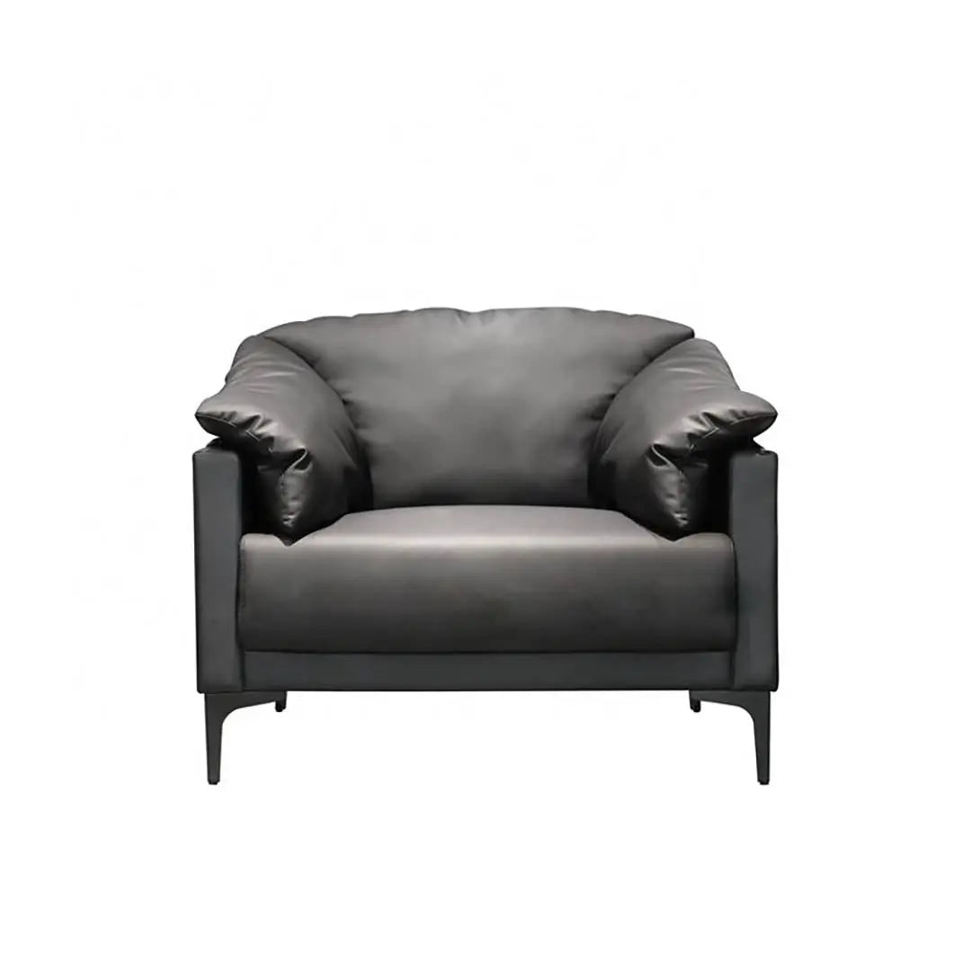 Elegant PU Leather Office Sofa Set With Metal Legs - Black-GCC Home Center