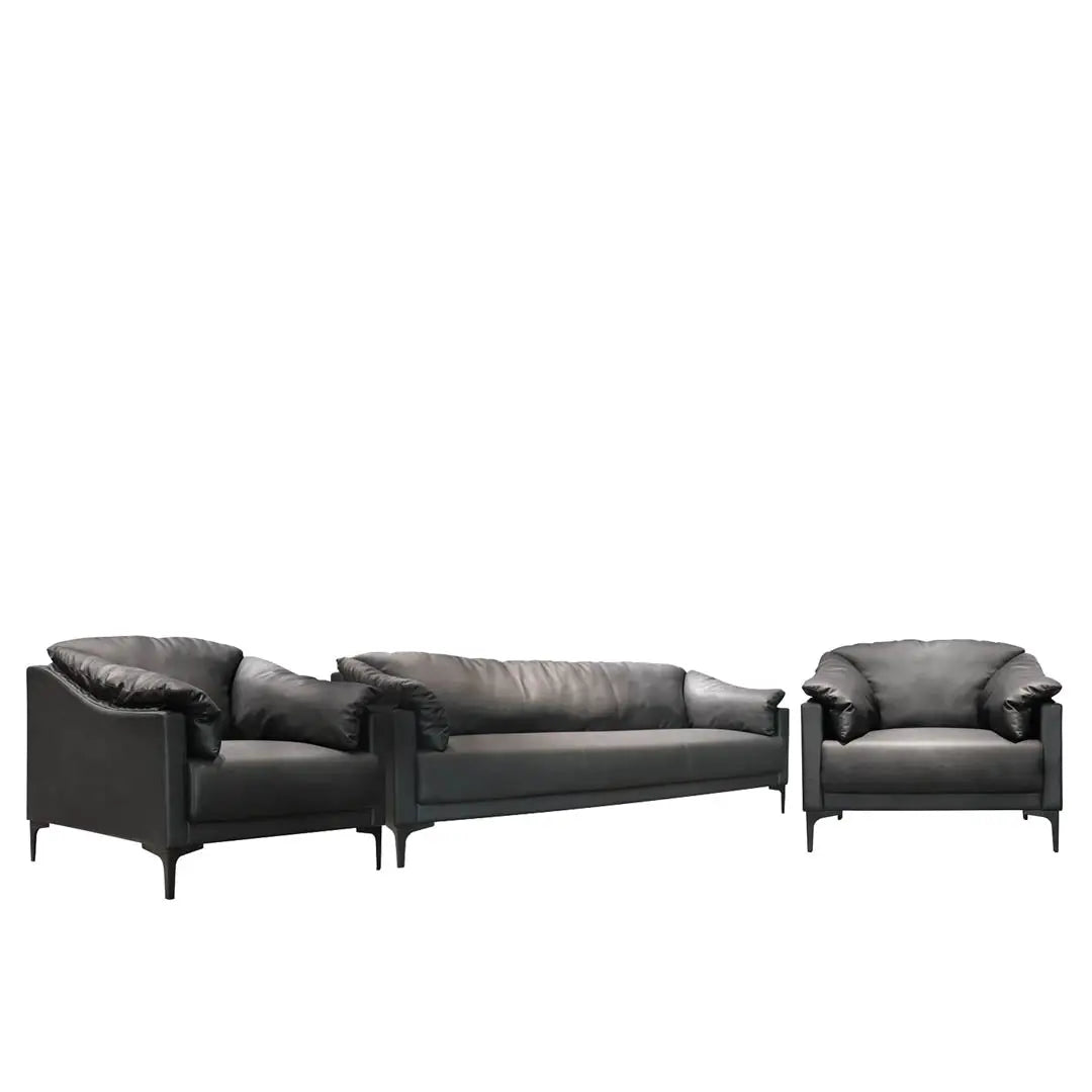 Elegant PU Leather Office Sofa Set With Metal Legs - Black-GCC Home Center