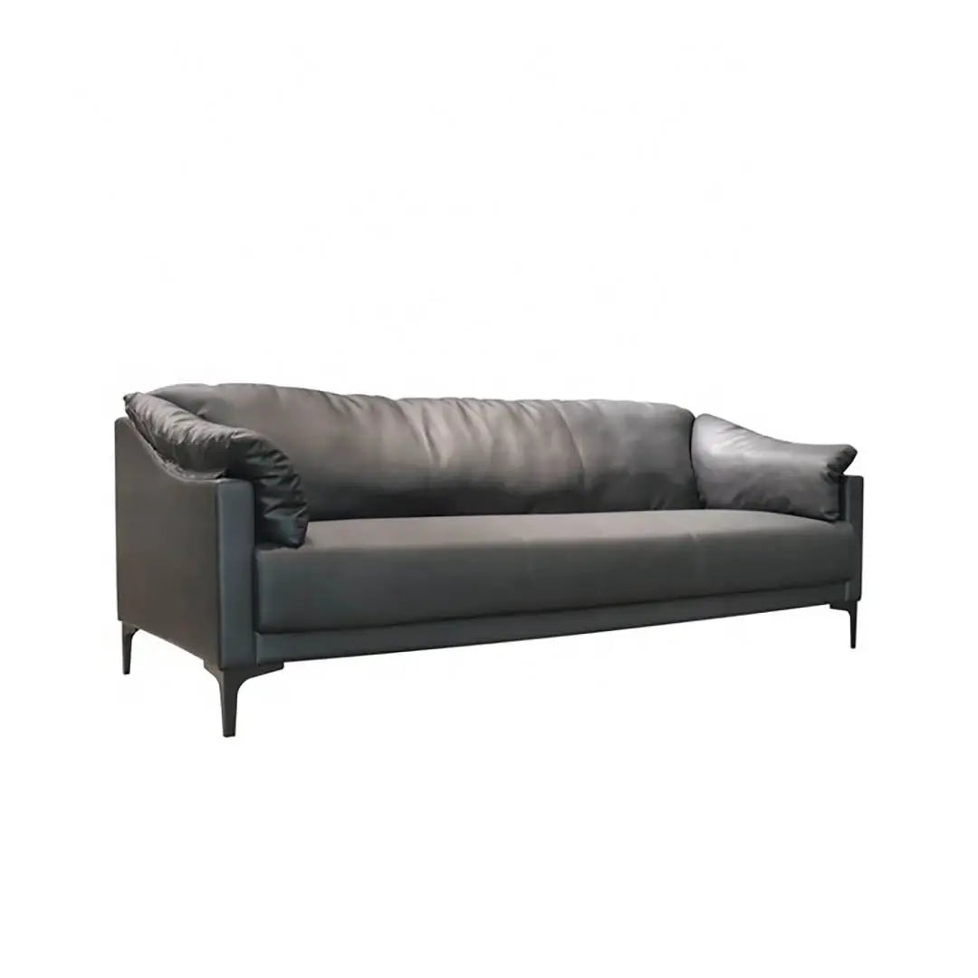 Elegant PU Leather Office Sofa Set With Metal Legs - Black-GCC Home Center