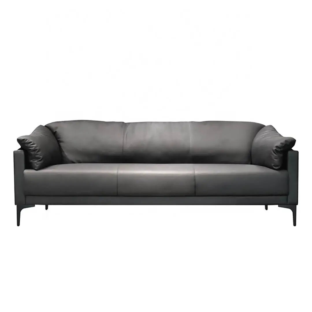 Elegant PU Leather Office Sofa Set With Metal Legs - Black-GCC Home Center