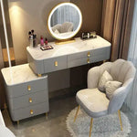 Load image into Gallery viewer, Elegant Solid Wood Dressing Table with LED Mirror and Chair - White/Gray/Pink-GCC Home Center