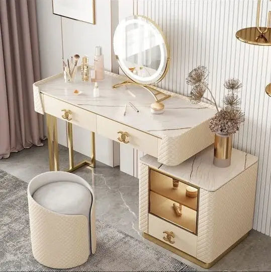 Elegant Solid Wood Dressing Table with Smart Mirror and Stool Set - Perfect Bedroom Vanity-GCC Home Center