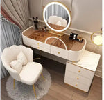 Load image into Gallery viewer, Elegant Solid Wood Vanity Makeup Table with 3-Tone LED Mirror and Chair - Perfect Gift for Women-GCC Home Center