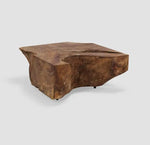 Load image into Gallery viewer, Elegant Square Coffee Table – Natural Parota Wood with Wheels