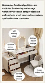 Load image into Gallery viewer, Elegant White Dressing Table Set with Arch Mirror and Chair-GCC Home Center