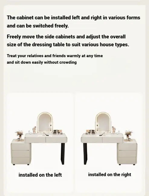 Elegant White Dressing Table Set with Arch Mirror and Chair-GCC Home Center