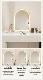 Load image into Gallery viewer, Elegant White Dressing Table Set with Arch Mirror and Chair-GCC Home Center