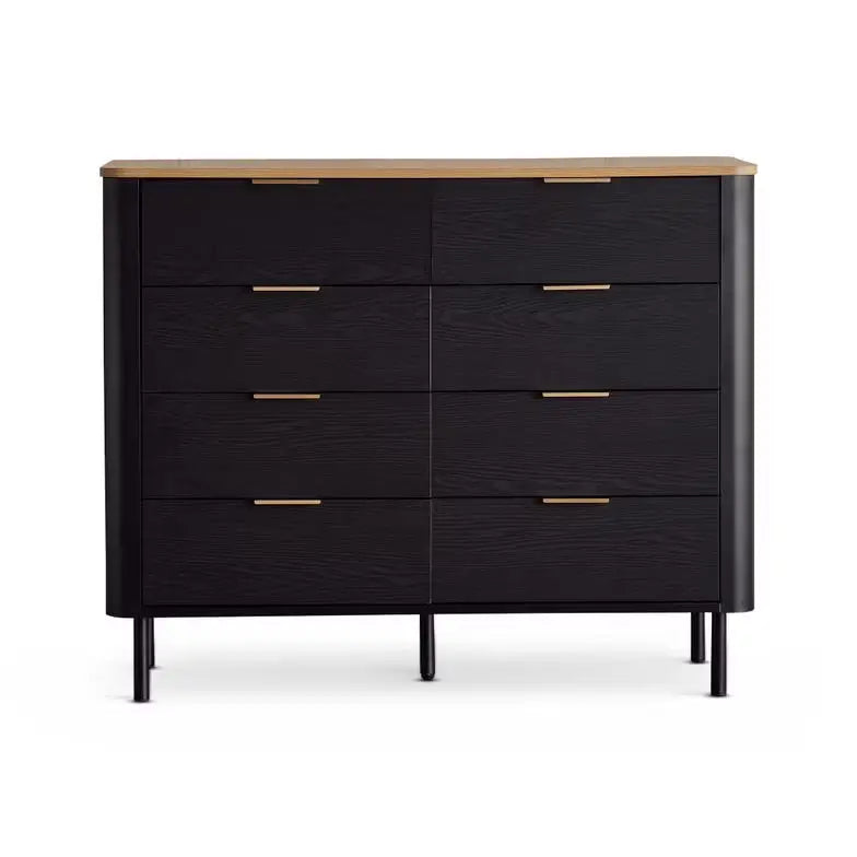 Engineered Wood Dresser with 8 Drawers – Natural Black