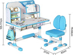Load image into Gallery viewer, Enlarged Kids Table and Chair Set, Multifunctional Children's Reading Study Activity Desk, Ergonomic Toddler Chairs, with Storage Drawer, Bookcase, Double Shelves, for School Student Writing Studying