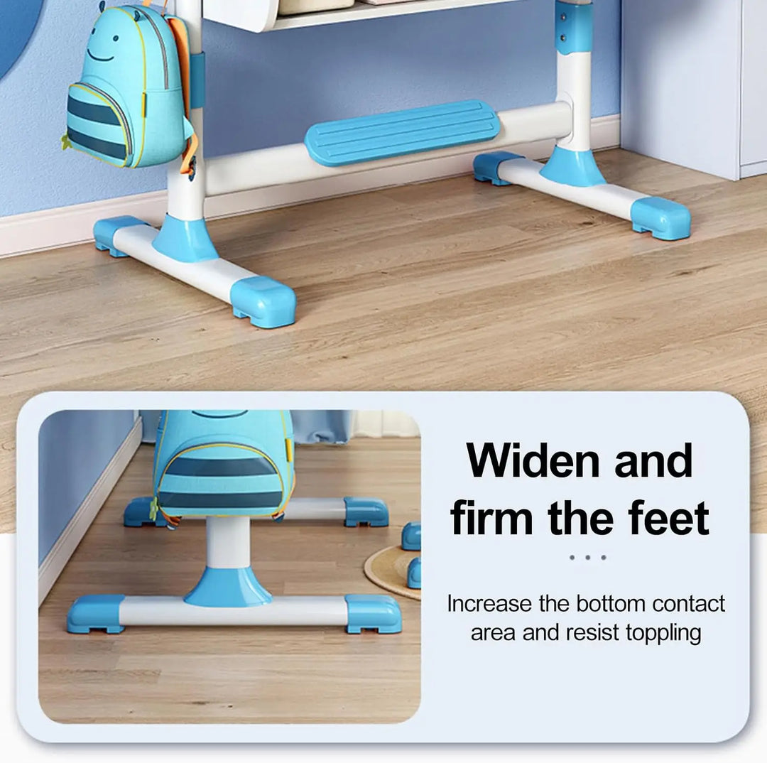 Enlarged Kids Table and Chair Set, Multifunctional Children's Reading Study Activity Desk, Ergonomic Toddler Chairs, with Storage Drawer, Bookcase, Double Shelves, for School Student Writing Studying