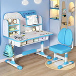 Load image into Gallery viewer, Enlarged Kids Table and Chair Set, Multifunctional Children's Reading Study Activity Desk, Ergonomic Toddler Chairs, with Storage Drawer, Bookcase, Double Shelves, for School Student Writing Studying