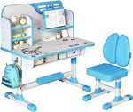 Load image into Gallery viewer, Enlarged Kids Table and Chair Set, Multifunctional Children's Reading Study Activity Desk, Ergonomic Toddler Chairs, with Storage Drawer, Bookcase, Double Shelves, for School Student Writing Studying