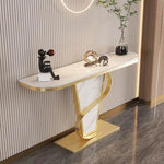 Load image into Gallery viewer, Entryway Slate Marble Console Table Semi-circle, Entry Porch Golden Finish for Home Décor. 120cmn-GCC Home Center