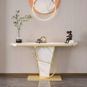Entryway Slate Marble Console Table Semi-circle, Entry Porch Golden Finish for Home Décor. 120cmn-GCC Home Center