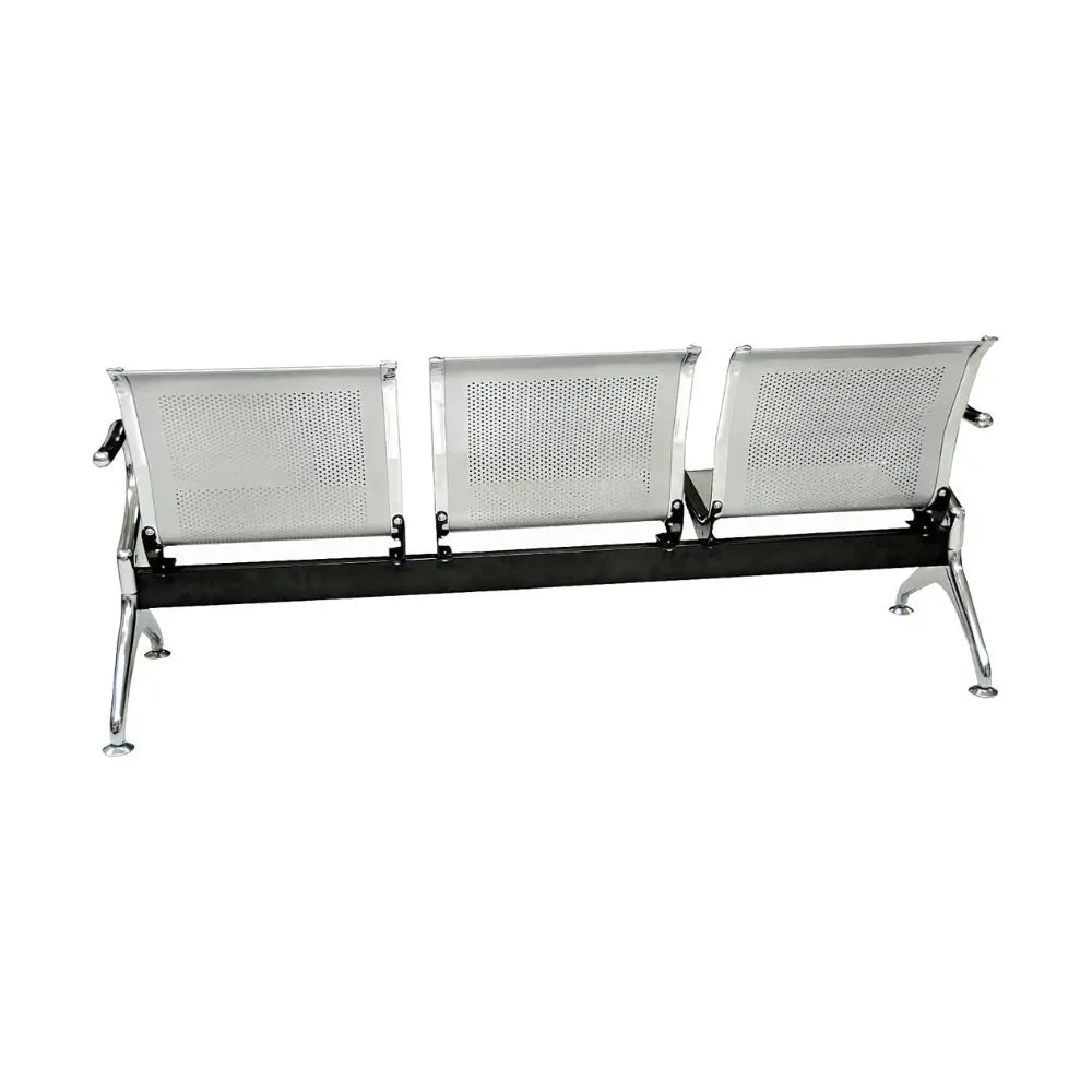 Ergonomic 3-Seater Metal Airport & Visitor Chair with Armrests - Durable Silver Seating for Office, Hospital, and Waiting Areas-GCC Home Center