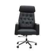 Ergonomic Black Faux Leather Office Chair with Lumbar Support - Adjustable Height, 360° Swivel, and Comfortable High-Density Cushion-GCC Home Center