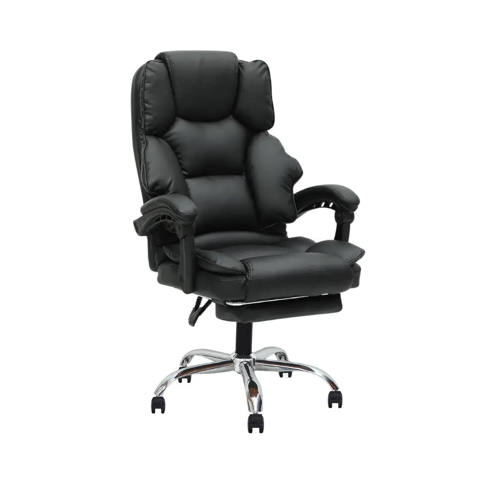 Ergonomic Black Faux Leather Office & Gaming Chair with Headrest - 360° Swivel, Heavy-Duty 150KG Capacity-GCC Home Center
