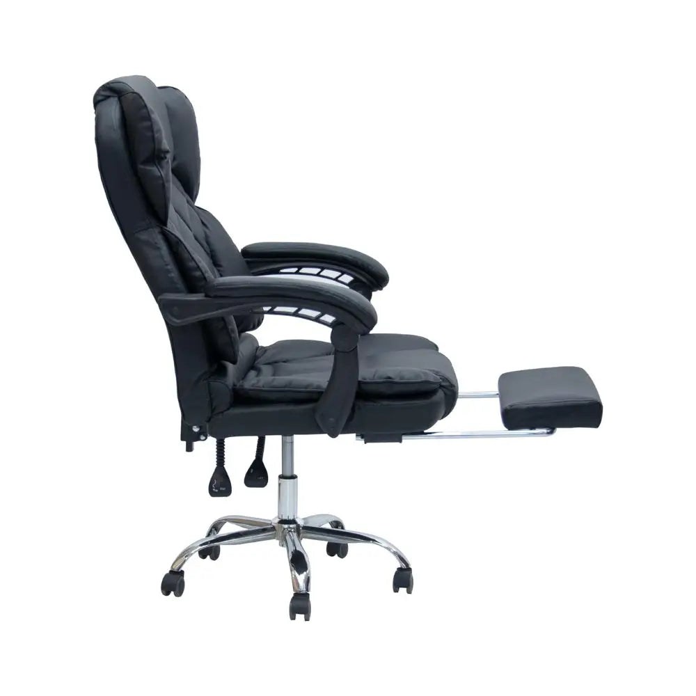 Ergonomic Black Faux Leather Office & Gaming Chair with Headrest - 360° Swivel, Heavy-Duty Design, 150KG Capacity-GCC Home Center