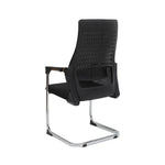 Load image into Gallery viewer, Ergonomic Black Visitor Chair with Faux Leather &amp; Alloy Steel Frame - Comfortable High-Back Office Seating-GCC Home Center